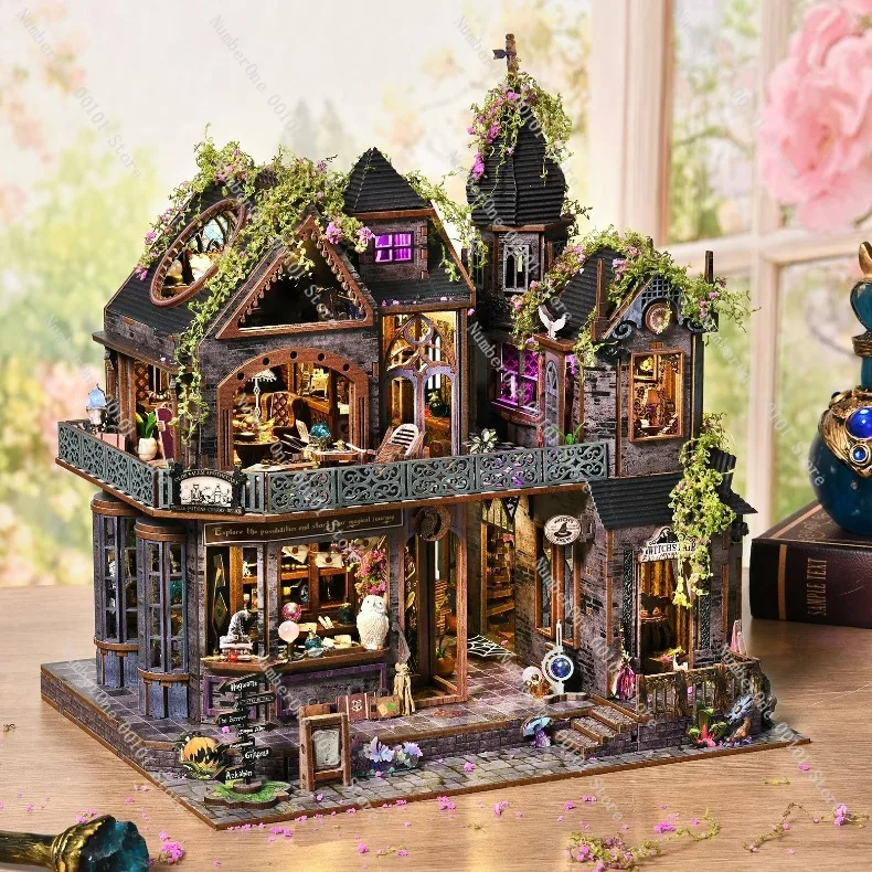 Wooden Miniature House Building Block Model Kit DIY 3D Puzzle Handmade Craft Home Decor Gift