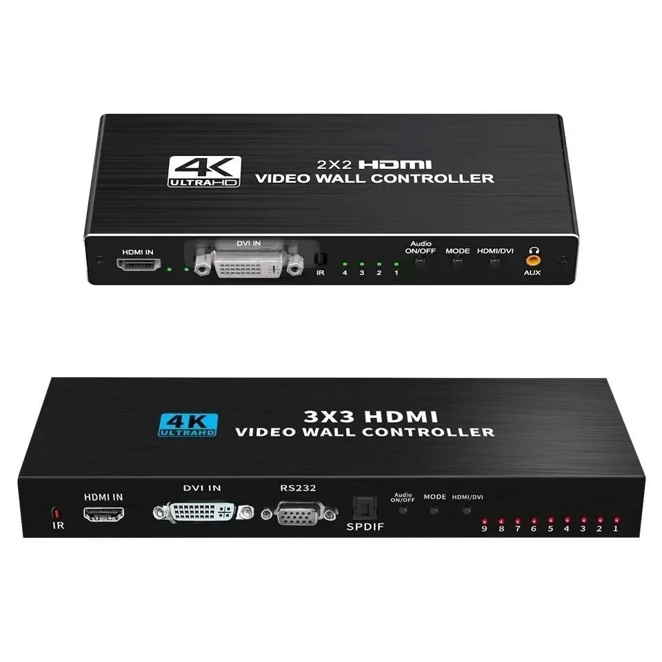 

4K 2x2 HDMI Video Wall Controller 3x3 HDMI DVI Video Wall Processor 1X2 1X4 1X3 2x3 2X4 2 3 4 6 8 9 Multi Screen TV Splicer Box