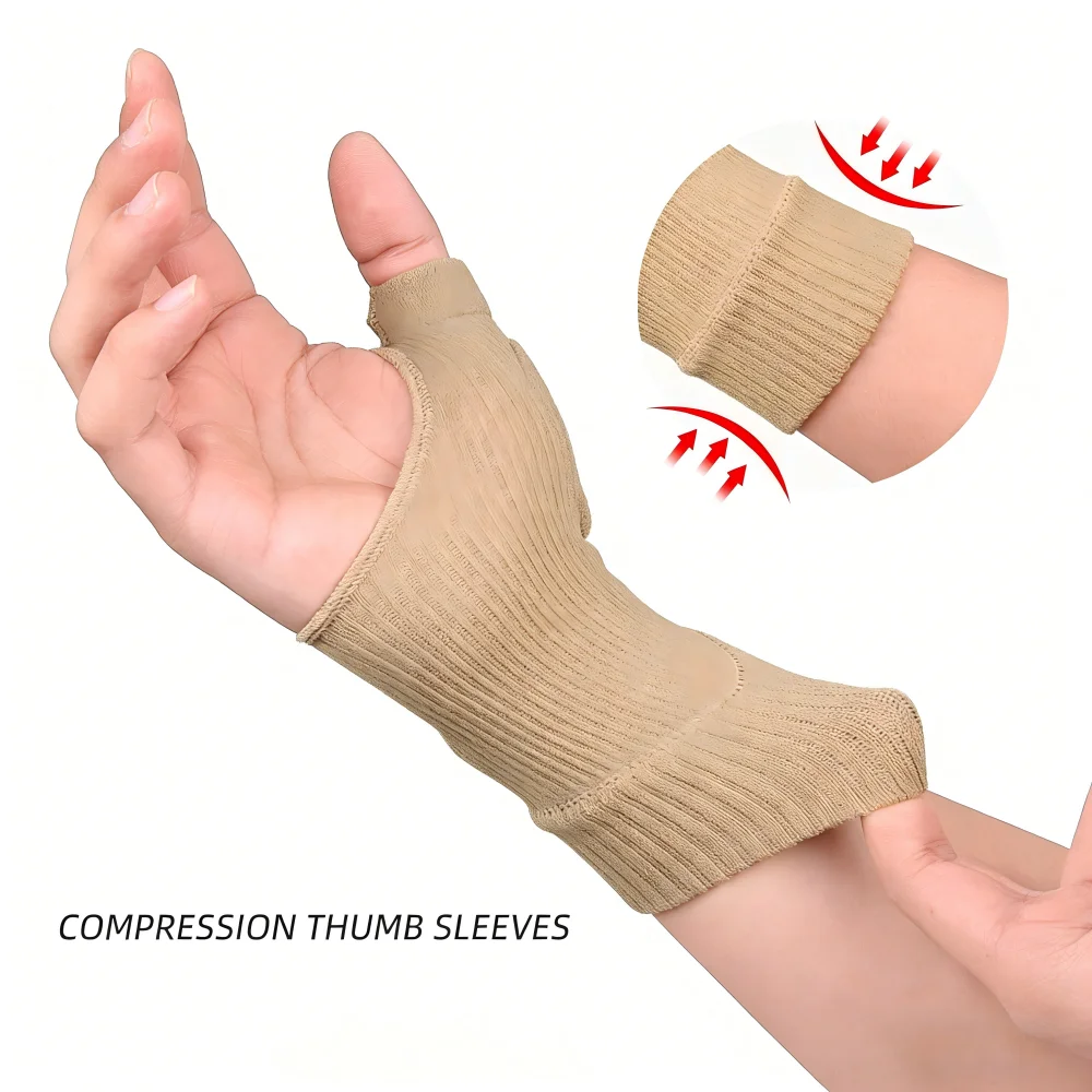 1 Pair Breathable Thumb-Wrist Compression Gloves with Gel Padded Wrist Support for Arthritis & Thumb Injury Pain Relief image 4