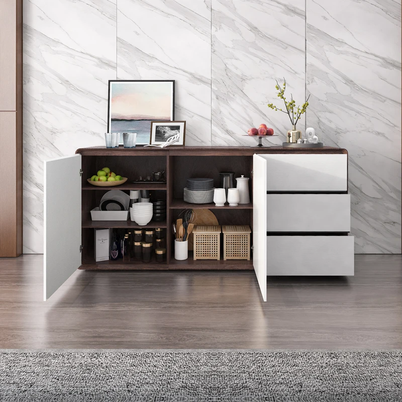 Modern Simple Nordic Solid Wooden Board Kitchen Storage Cabinet Small Medium-Size Living Room Dining Entrance Cabinet for Hotels