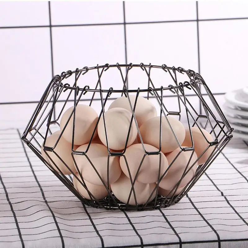 Foldable Fruit Basket Metal Transformable Snacks Storage Dish Multi-functional Scalable Veggie Basket Plate Creative Fruit Bowl
