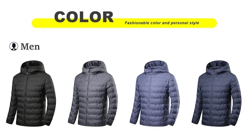 Lightweight Men Winter Down Duck Jacket Hooded Padded Coat Male Graphene Warm Fishing Autumn Puffer Designer Feather Parka Grey