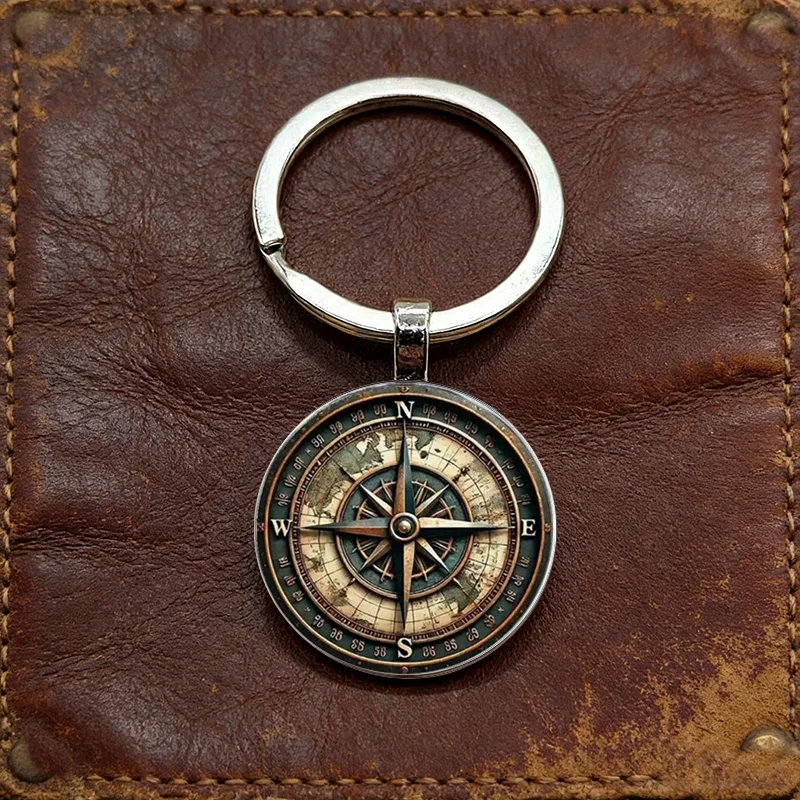 Fashion Navigation Compass 2D Pattern Alloy Keychain Teacher's Day Gift view 3