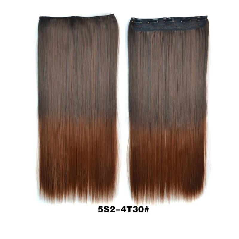 Clip Synthetic Hair Piece Color Gradient Long Straight Hair One-piece Five-clip Hair Piece