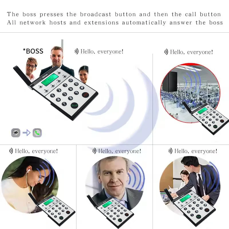 Dual-way Wireless Desk Business Telephone Hotel Office Intercom Phone Systems For Apartment Buildings
