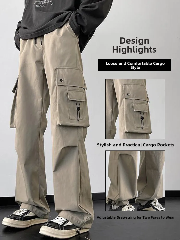 

Мужские летние функциональные брюки-карго в стиле парашютиста, свободные прямые повседневные спортивные брюки, два способа ношения