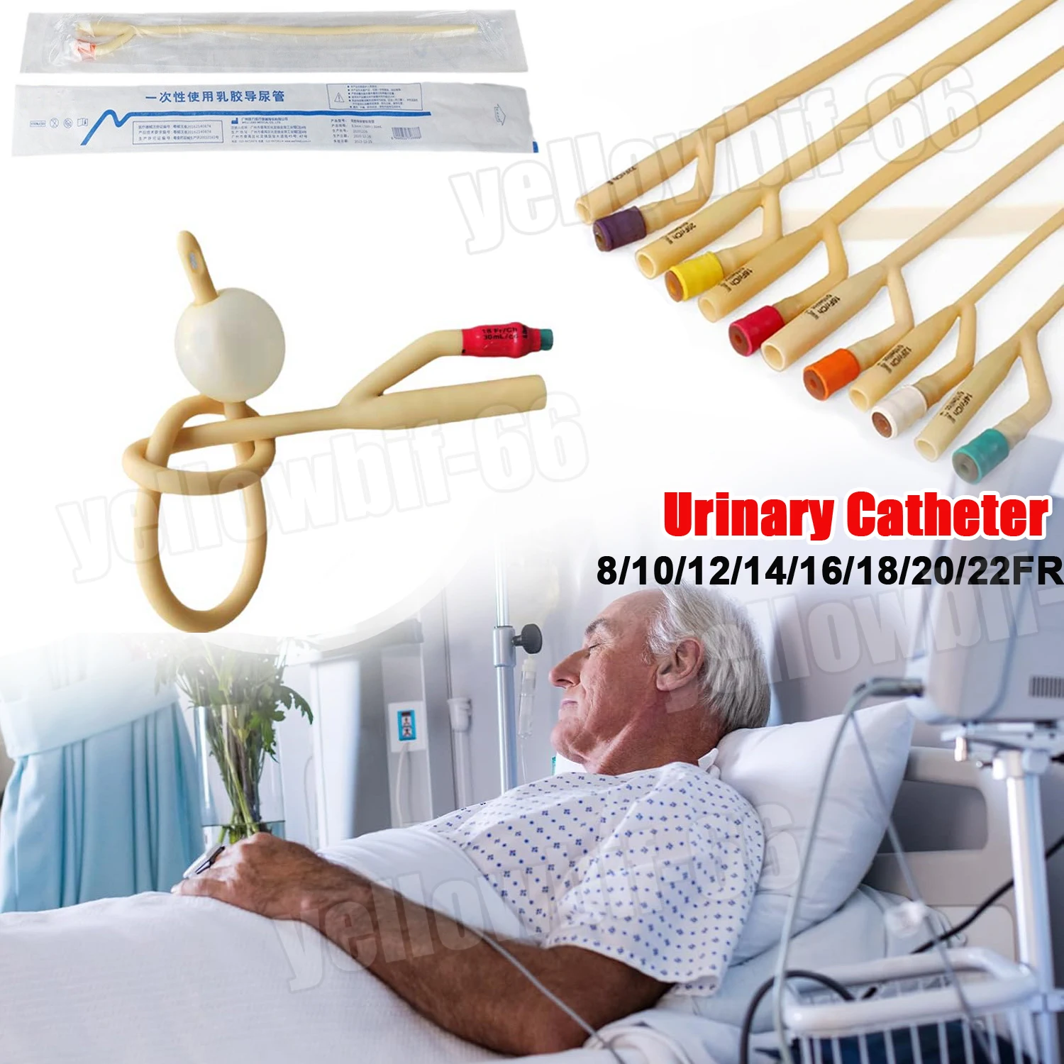 

2way Balloon Latex Foley Catheter Sterilized Urethral Latex Catheter with Soft Valve Disposable Sterile Male 8/10/12/14/16/22FR