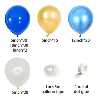 海軍藍、金色、白色氣球套裝,包含各種尺寸的乳膠氣球,適合週年紀念、生日、婚禮、嬰兒派對等場合。 8 最佳銷售 嬰兒氣球 - №2