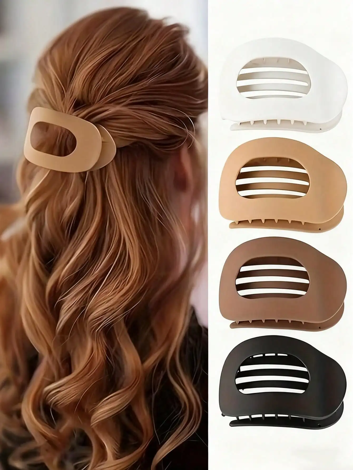 

Random Color Flat Round Back-of-Head Clips, Strong Grip & Flexible Teeth, Comfortable Curved Edge, Minimalist Hair Accessory