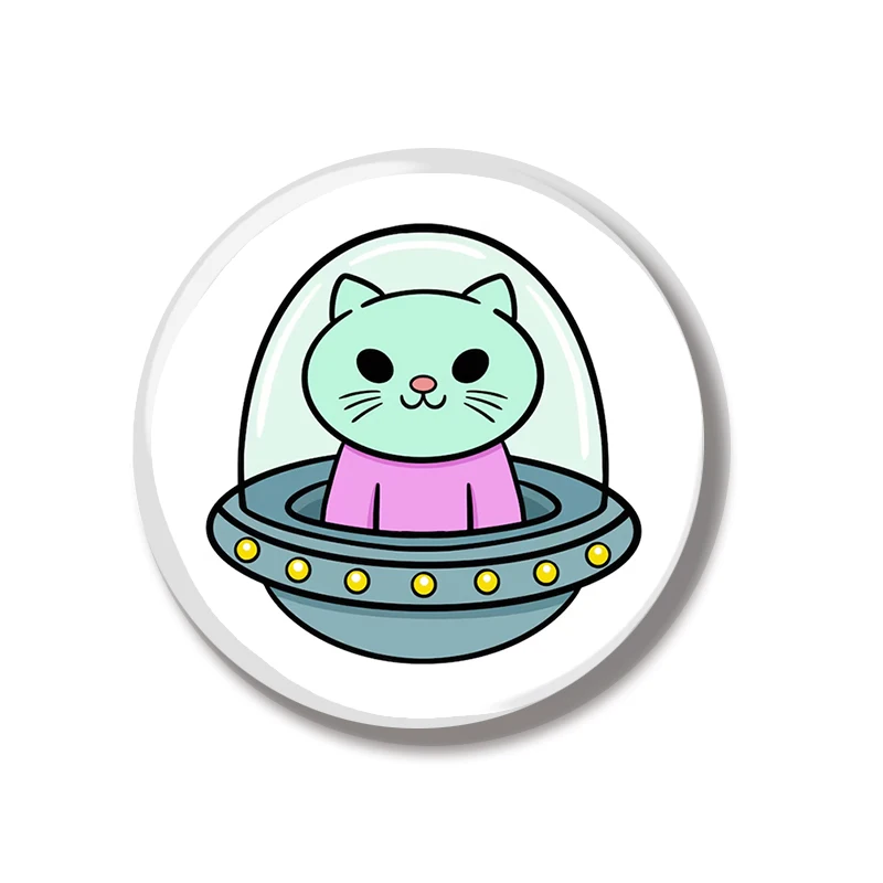 

44MM UFO Alien Cat Pin Soft Button Pin Jewelry Creative Badge Cartoon Brooch Lapel Pin Bag Backpack Hat Decoration