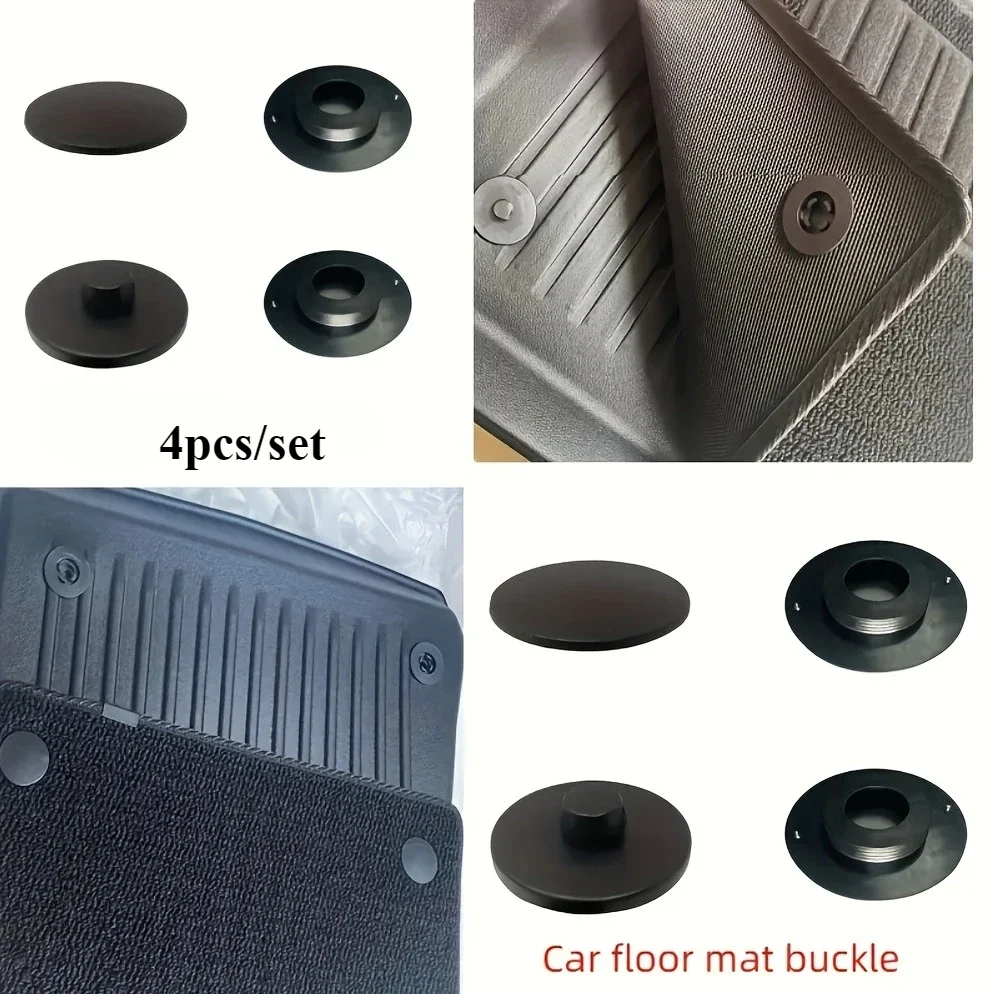 Universal round car floor mat anti-slip fixing clips set, double-layer detachable trunk pad with buckle, button pad buckle,