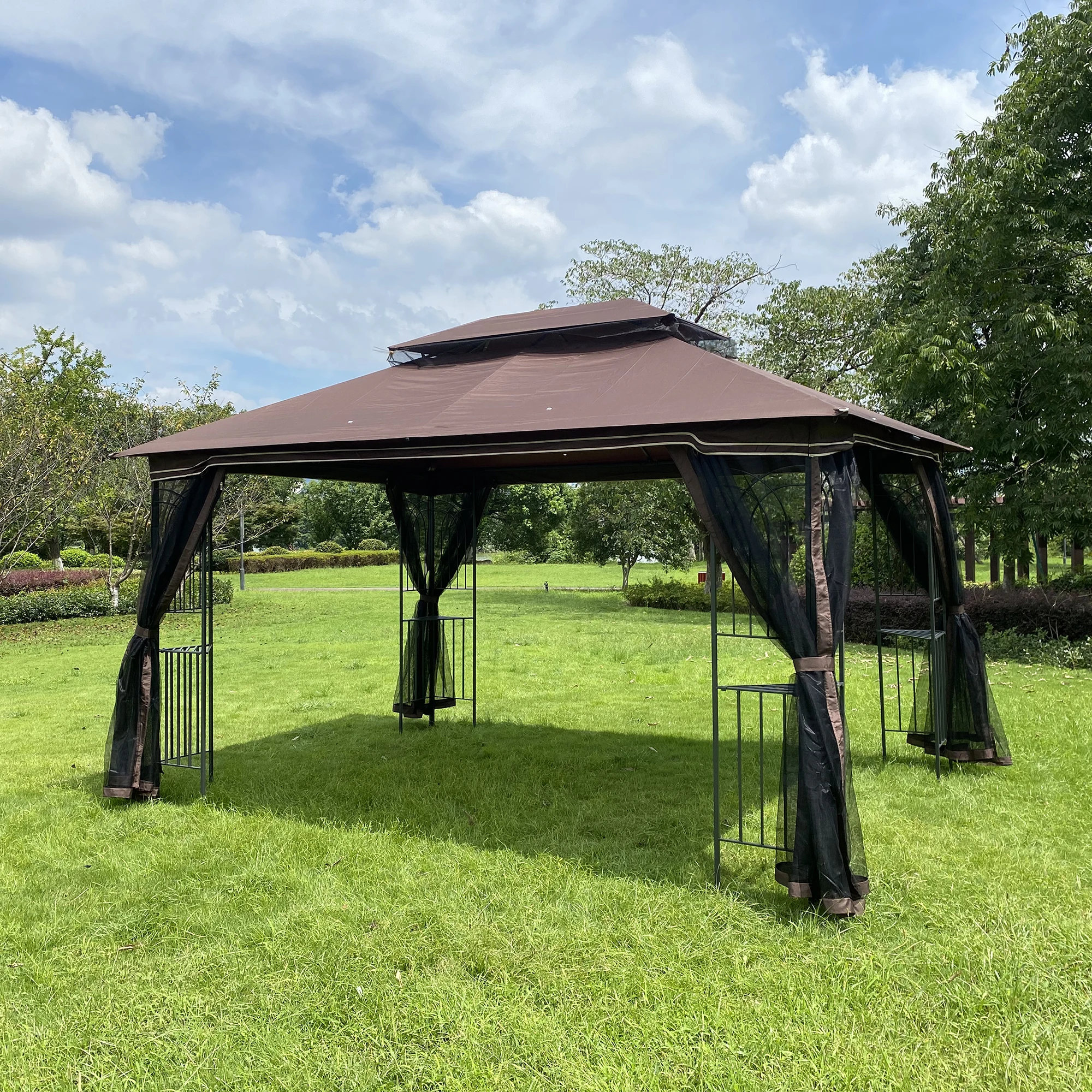 

13x10 Outdoor Patio Gazebo Canopy Tent With Ventilated Double Roof And Mosquito Net Suitable for Lawn Garden Backyard and Deck