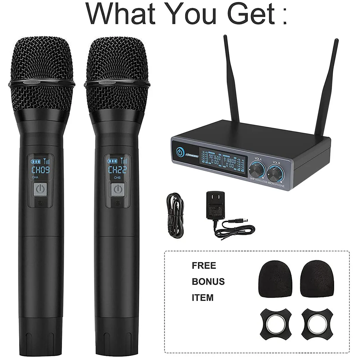 Microphone Professional Wireless Mikrofon with Dual Handheld UHF Microfone Sem Fio