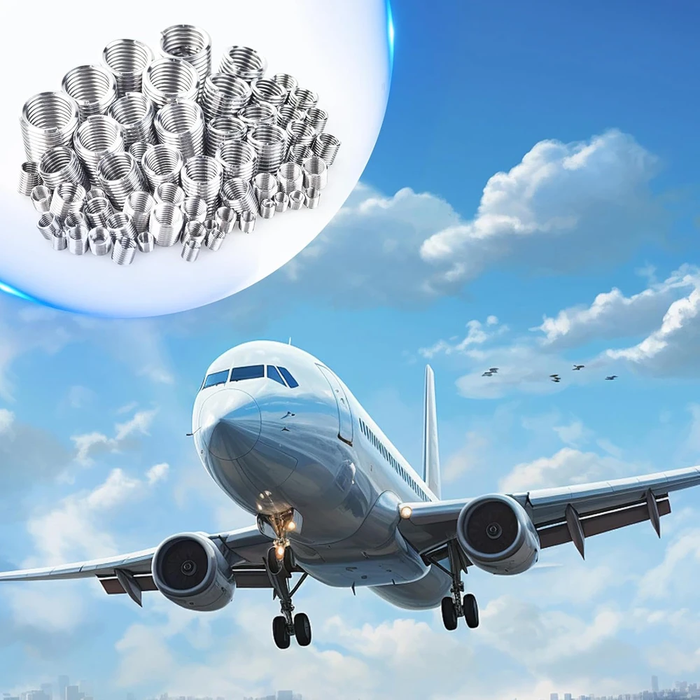 60 szt. Drut spiralny Helicoil do naprawy gwintów wewnętrznych, stal nierdzewna 304, tuleja spiralna do naprawy gwintów M3-M12