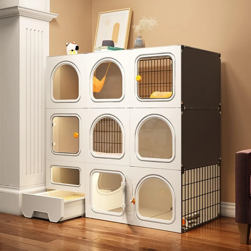 

Cat Cage Indoor with Cat Litter Box - Kitten Playpen Kennels - Stronger, Stress-Free Space for Your Kitty - Easy Installation