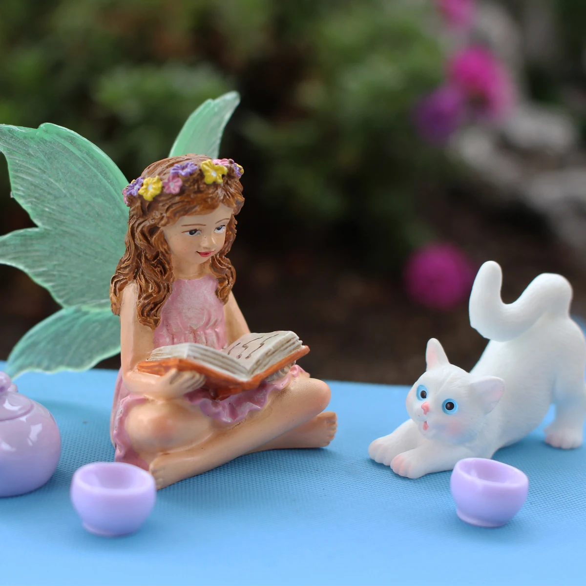 4PC/Reading Flower Fairy - Garden Courtyard Succulent Pottery Decoration Resin Crafts - Fluorescent Wings - Rural Style