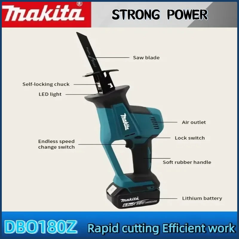 ماكيتا DJR189 منشار ترددي كهربائي بدون فرش قابل لإعادة الشحن منشار قطع المعادن النجارة 18 فولت منشار كهربائي محمول باليد