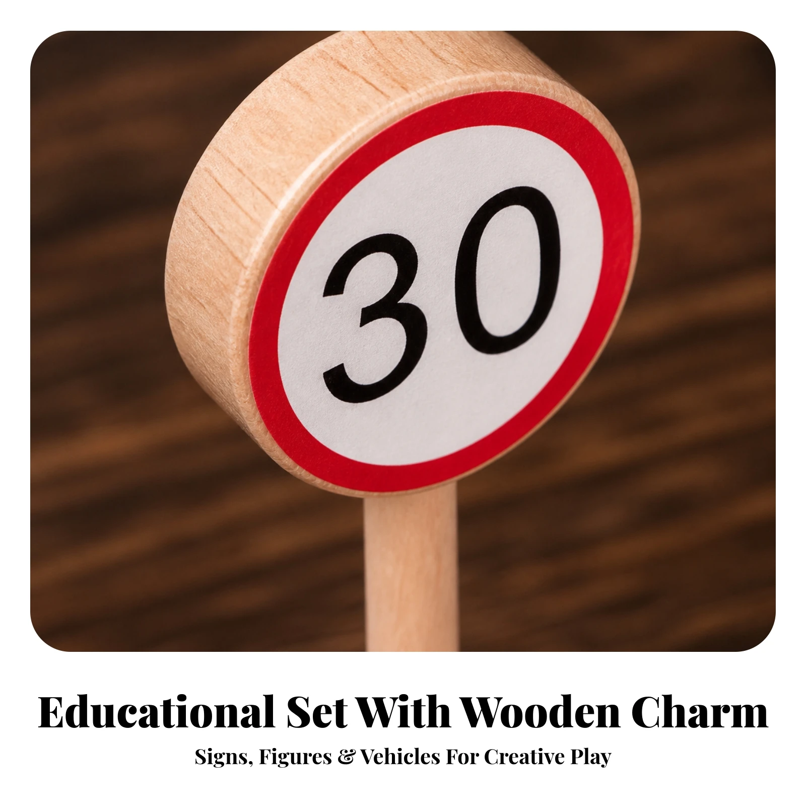 Wooden Traffic Sign Toy Non-Electric Road Sign Learning Model Simulation Traffic Signs Miniature Compact for Children