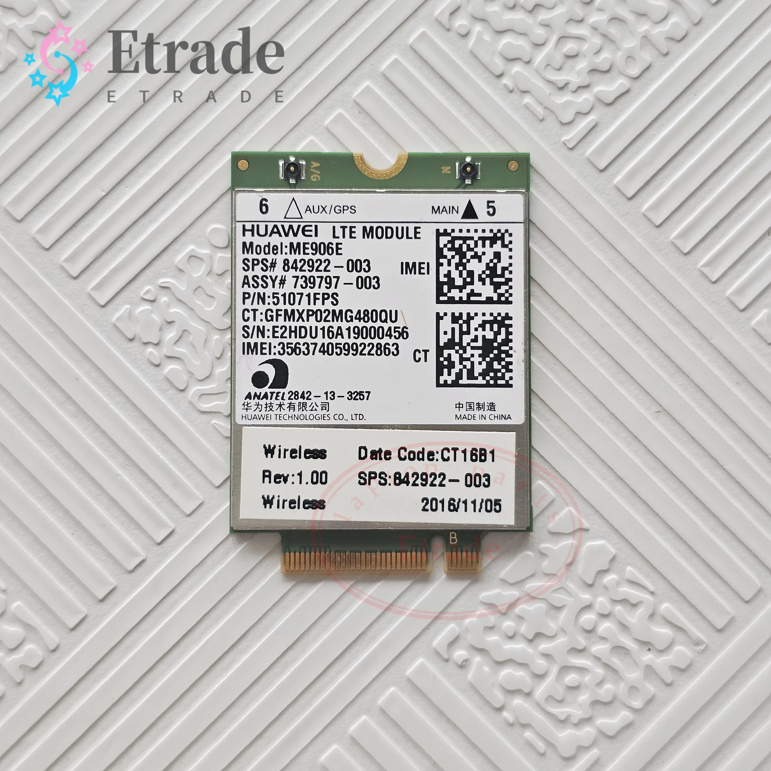 UNLOCKED For HUAWEI ME906E LTE 4G module 842922-003 WWAN NGFF Card Module 3G 4G NETWORK CARD For HP ZBOOK 14 15