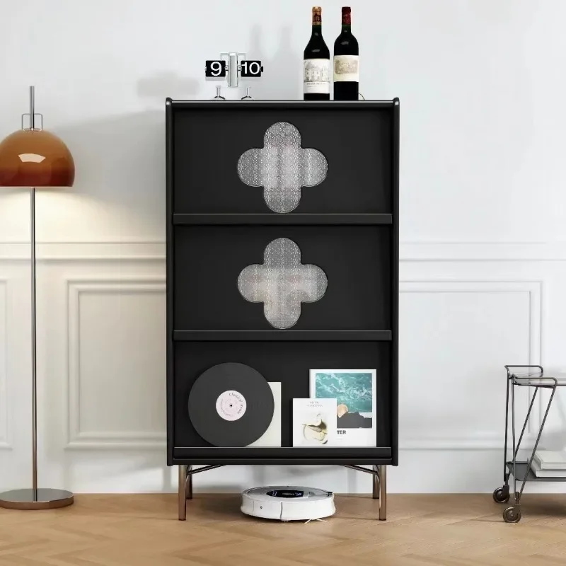 side cabinet, wood color display shelf, retro books and periodicals, living room floor-to-ceiling multi-layer storage