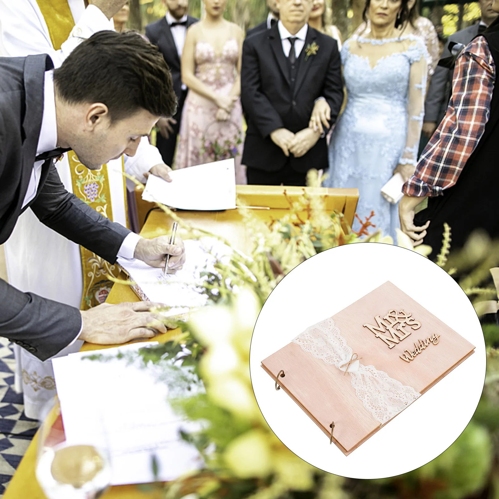 

Wooden Guest Book for Wedding Party s Romantic Delicate Guestbook Photo Album Scrapbook Memorial Gifts Keepsake
