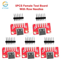 5PCS Type C Female Test Board USB 3.1 PCB Board 16P to 2.54mm Connector Socket High Current Power Adapter Module With Needles