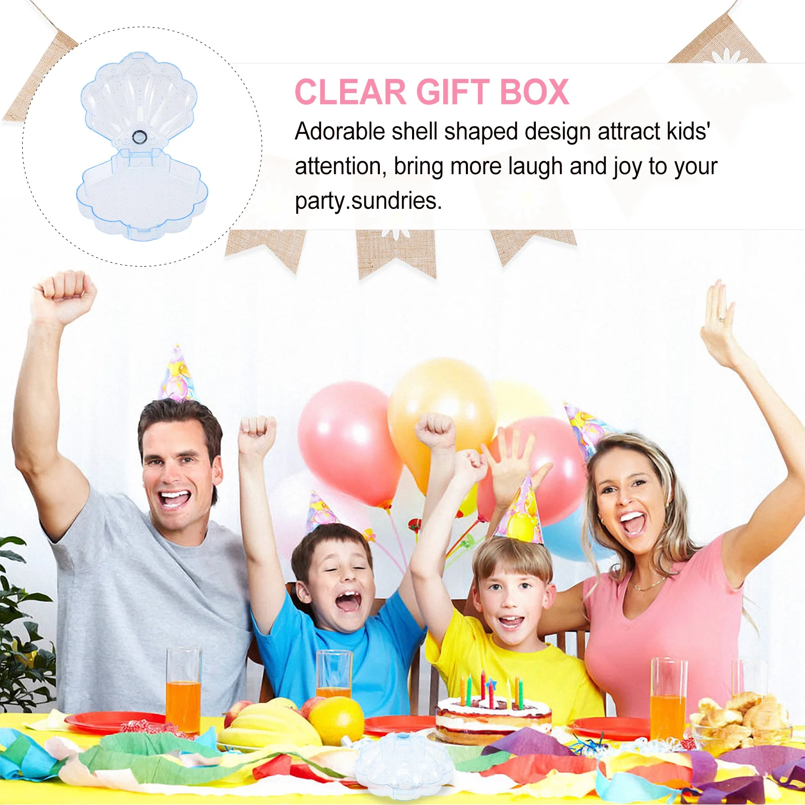 

4Pcs Children's DIY Clear Gift Box Shell Shaped Candy Jewelry Storage Organizer Small Compact Treat Display Box