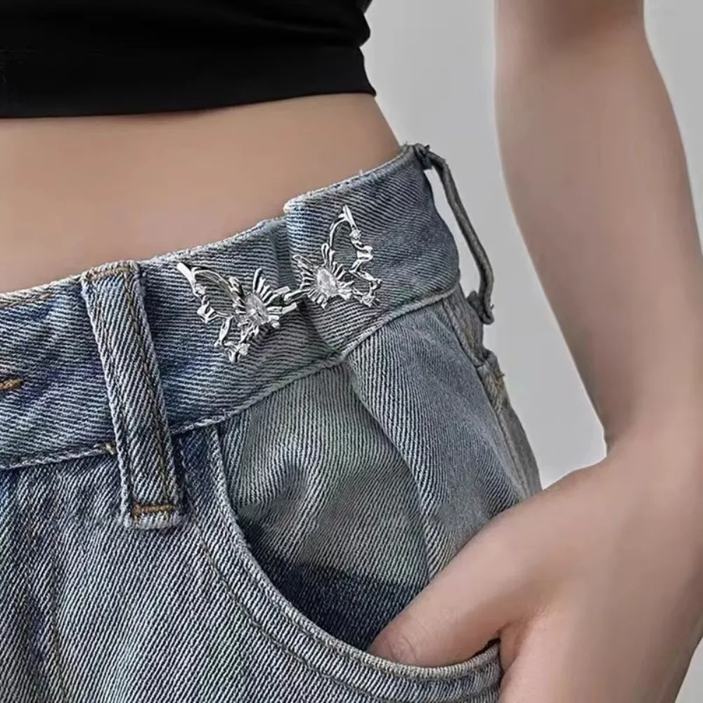 New Five Pointed Star Jeans Buttons Butterfly Fixed Waist Buckle Adjustable Waist Tightening Tool Belt Buckles Dress Decoration