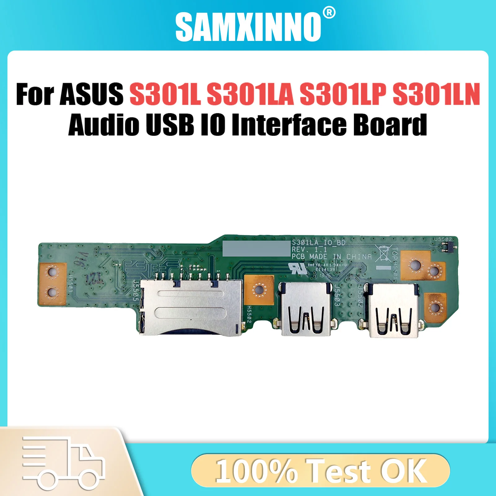 Original For ASUS S301L S301LA S301LP S301LN Laptop Audio usb IO board Interface board S301LA IO BOARD