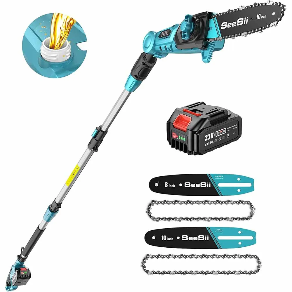 Электрические пилы Seesii 10 дюймов и 8 дюймов, аккумуляторная пила для обрезки деревьев с выдвижным стержнем для аккумуляторного штифта Makita 18 В