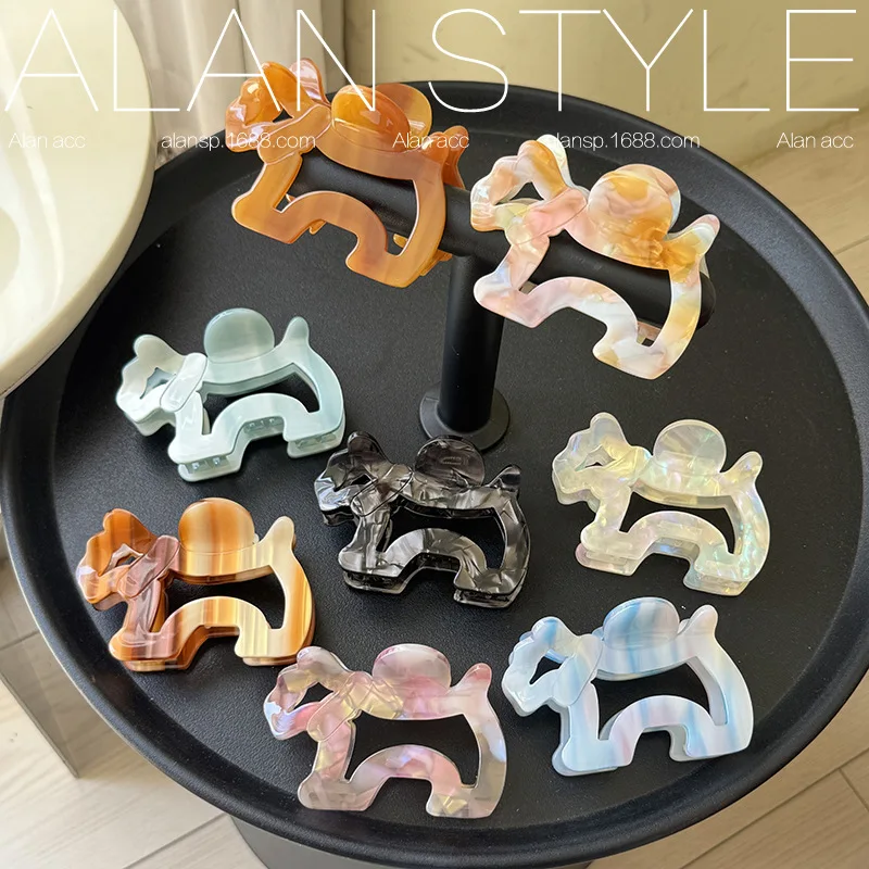 1pc Premium Acetate Cute Dog Hair Claw Hollow Thick Design Back of Head Shark Clip for Women Volumizing