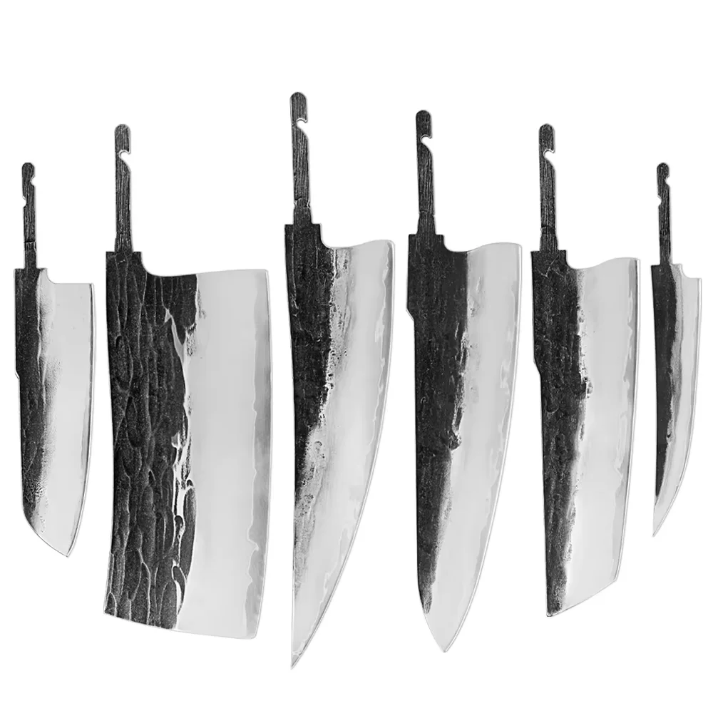 

Kitchen Knife Blades Blank Set 1-6pcs Triple-layer composite steel 9CR18 core Hand Forged Chef Knife Making DIY Knives Blades