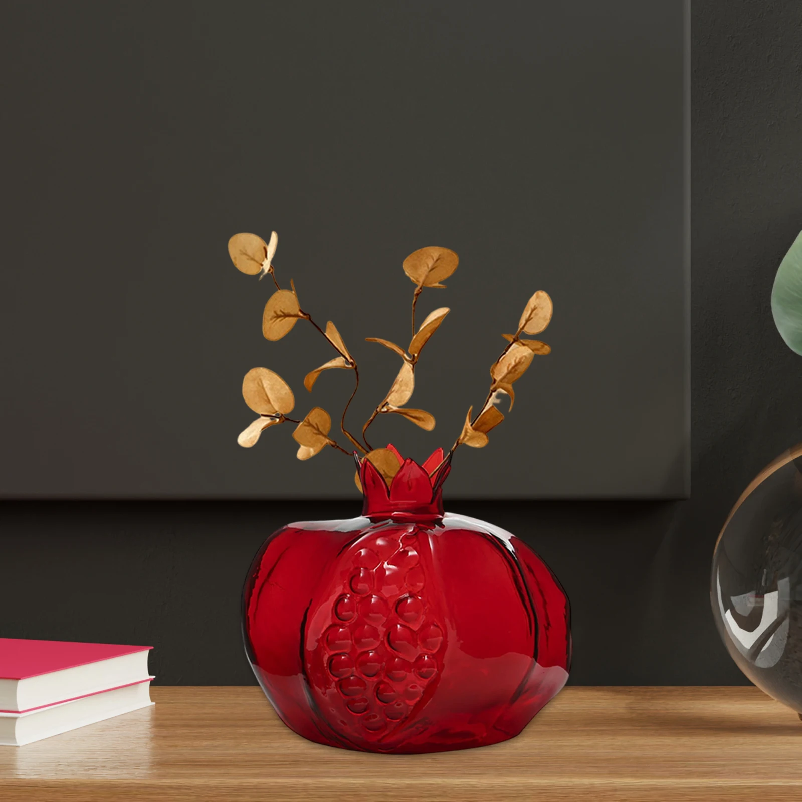 Simple Vintage Pomegranate Glass Vase Photo Prop Centerpieces Flowerpot Elegant Art for Desk Wedding Home Garden Decorative