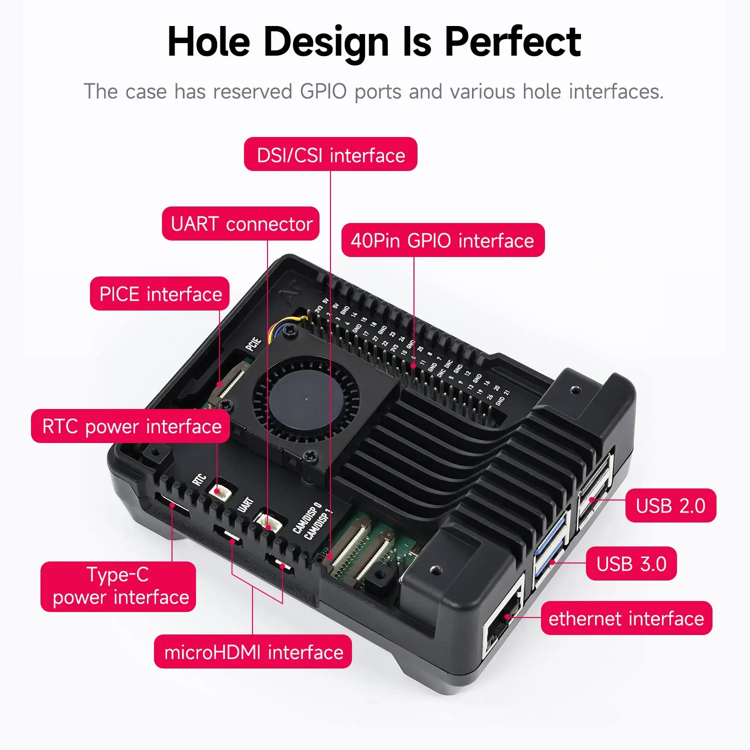 Raspberry Pi 5 Argon NEO 5 Aluminm Case Built-in Fan with Side Exhaust Vent Cooling Shell M.2 Support Installation Solid State