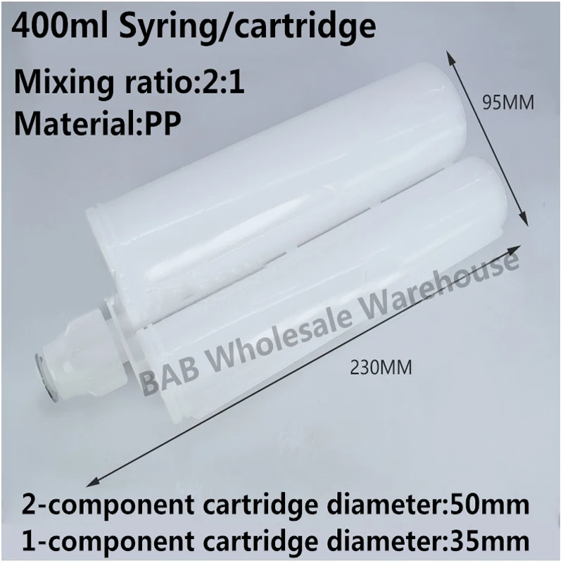 400ml 2:1 Ratio AB Epoxy Glue Gun Empty Cartridge Barrel and Mixing Tube