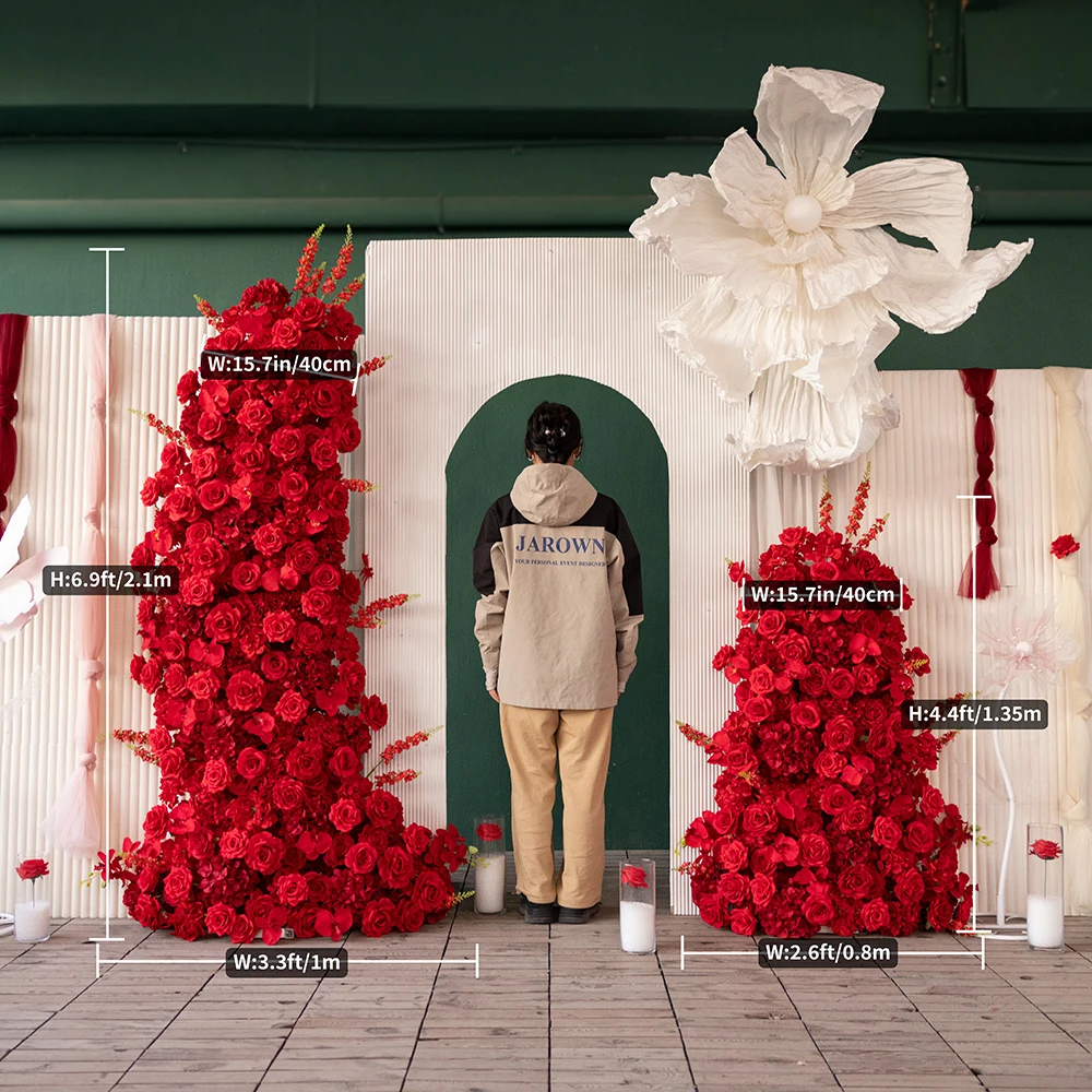 

Luxury Red Series Artificial Floral Runner for Event Backdrop Decoration Fake Flower Balls Centerpieces for Weddings J2634