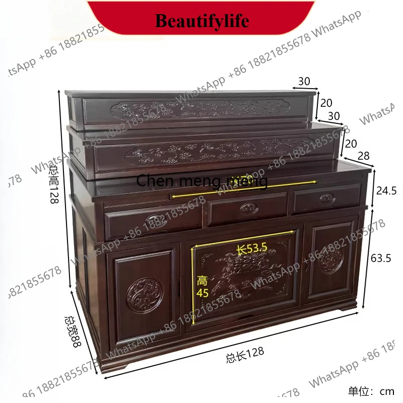 z183 litang confession table, three-layer   statue display cabinet and immortal integrated cabinet, incense altar, land god