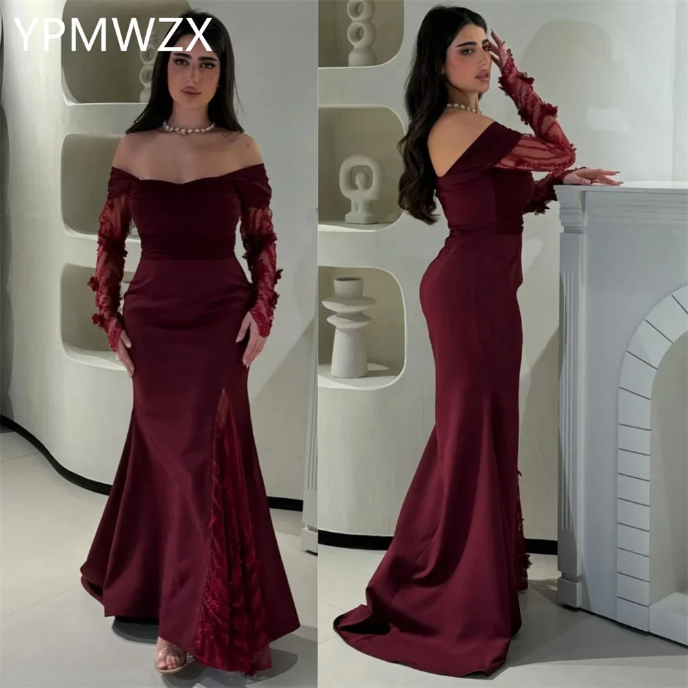 

Customized Prom Gown Evening Formal Dress YPMWZX Off-the-shoulder Sheath Floor Length Skirts Flower Bespoke Occasion Dresses Pa