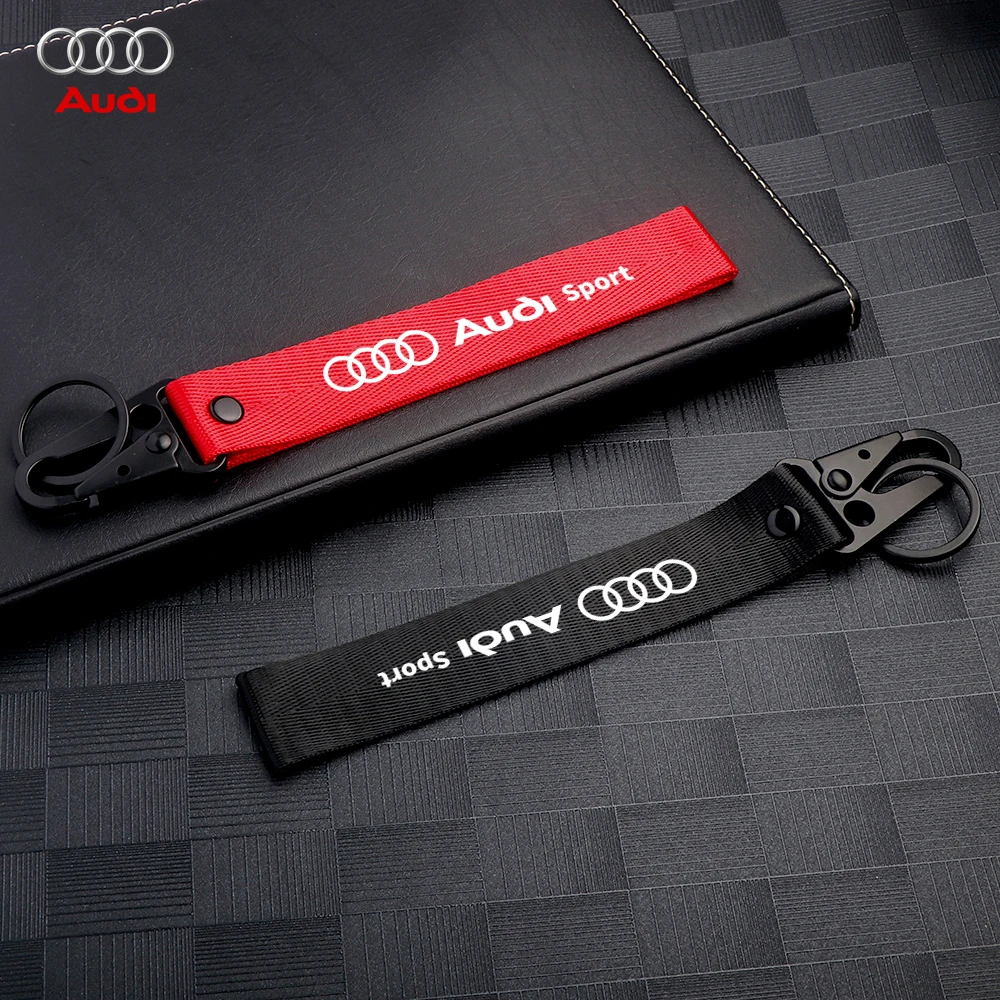 New Fashion Metal Nylon Car Keychain Key Lanyard Auto Decoration Accessories For Audi A4 b8 b9 b6 b7 A3 8p 8v 8l A6 c7 c6 A5 Q5