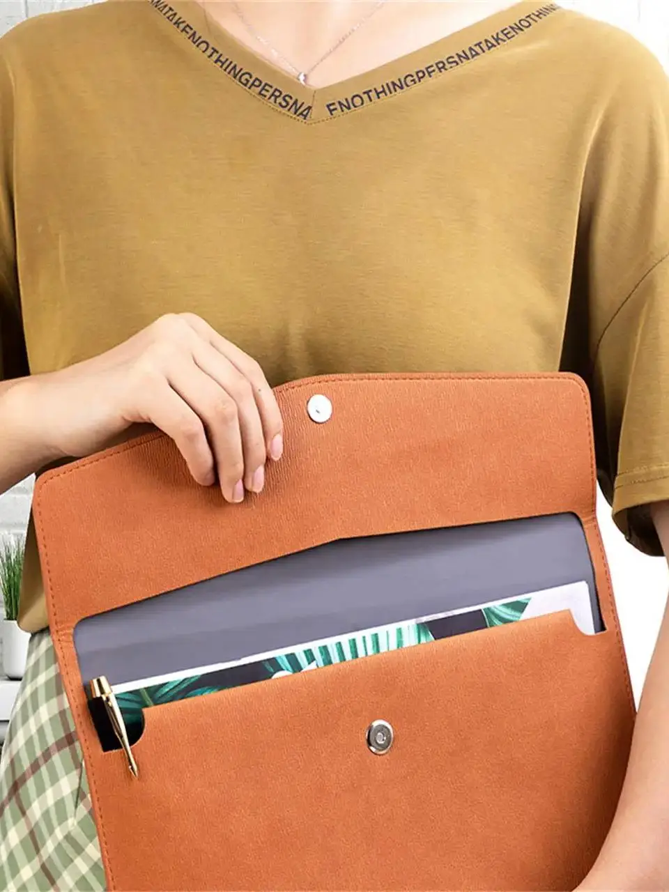 HOMEFISH A4 Torba na dokumenty, duża pojemność, z magnetycznym zapięciem, prosta, wodoodporna, do przechowywania w biurze. — zdjęcie 2