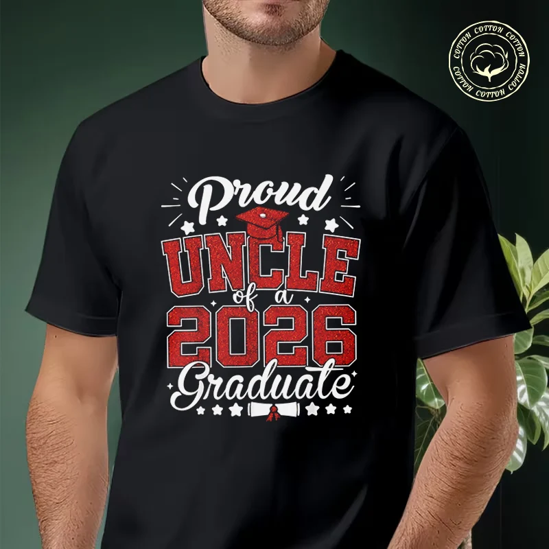

Motorcycle Proud Uncle Of A 2026 Graduate Senior 2026 Graduation T-Shirt Men Cotton Tees O-neck Short Sleeve T Shirt Hip Hop Tee