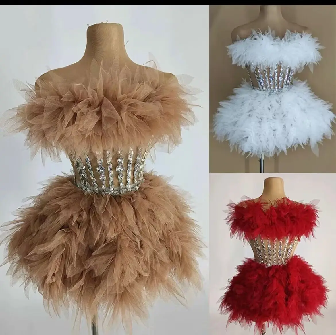 Strass Lovertjes Vrouwen Mini Sexy Jurk Kaki Glitter Danseres Zangeres Showgirl Podium Dragen Verjaardag Nachtclub Drag Queen Kostuum