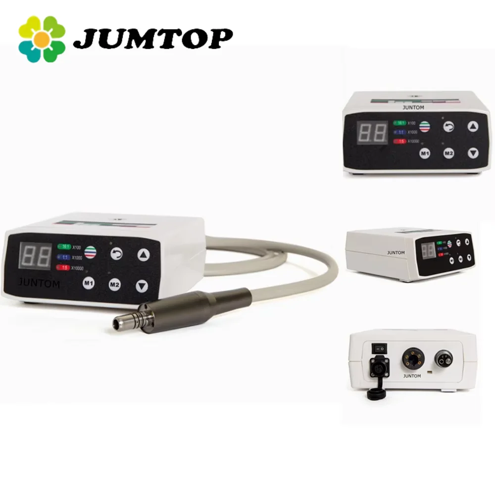 

JUMTOP Dental Electric Motor Brushless LED Micromotor, Portable Drilling Machine Work with 1:5/1:1/16:1 Contra Angle