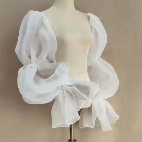Elegant Puff Wedding Arm Sleeves Evening Dress Decor Bowknot Fairy Sleeves Ruffles Sweet Bride Detachable Sleeves Banquet