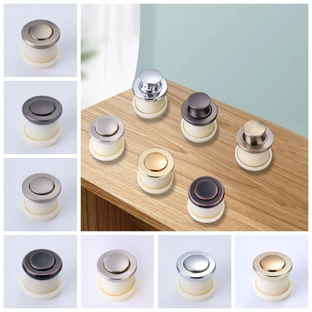 Minimalist Zinc Alloy Door Handle Pop-up Unique Bouncing Handle Embedded Spring Invisible Wardrobe Cabinet Knobs Household