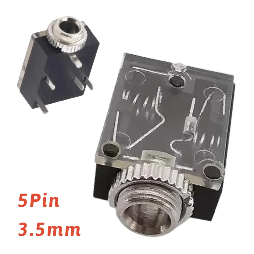 

PCB Mount Female 3.5mm Connector Stereo Jack Socket 5 Pin for Headphone Audio Interface