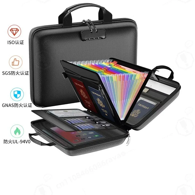 EVA Fireproof Waterproof Portable Document‑Bag Briefcase Storage‑Pouch For Valuables Files