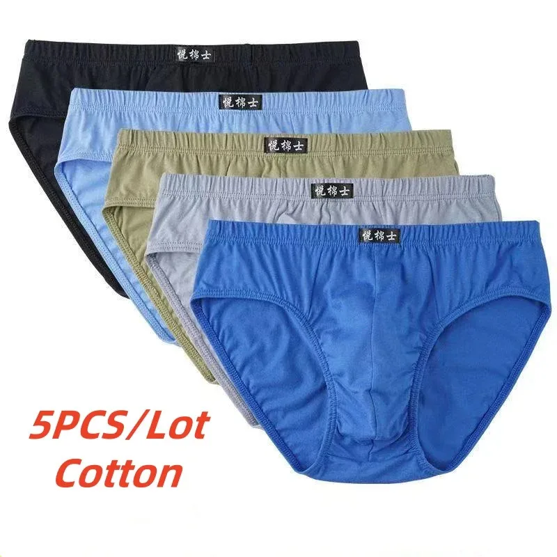 

5Pcs/Lot Men's Cotton Briefs Underwear Sexy Knickers Panties Pant Shorts 2026 XL-6XL Comfortable Male Knickers Briefs