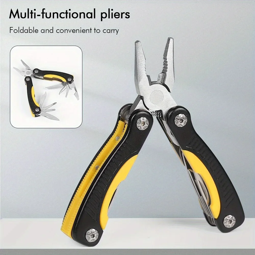 

1pc Multi-functional Folding Pliers, Stainless Steel Portable Tactical Hunting Survival Tool, Heavy Duty Wire & Diagonal Hand