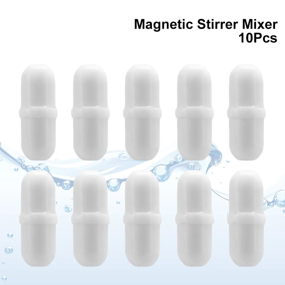 10Pcs PTFE Magnetic Stirrer Mixer 6-15mm Cylindrical Laboratory Stir Rod Multi Size White Magnetic Stir Bars Chemistry